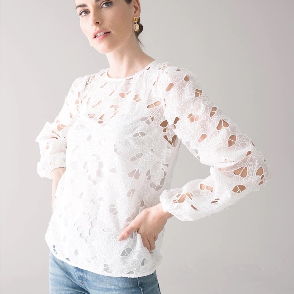 NWT White House Black Market Butterfly Embroidered Top
